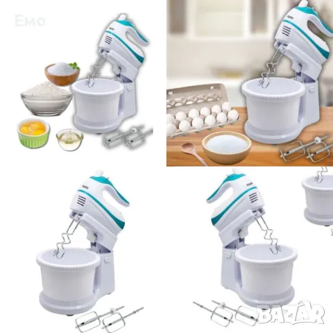 Миксер с купа, 500W, 5 скорости, Бял/ Син