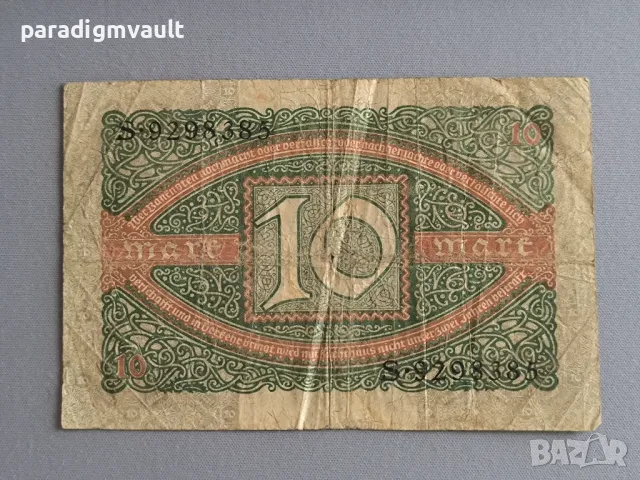 Райх банкнота - Германия - 10 марки | 1920г., снимка 2 - Нумизматика и бонистика - 49512671