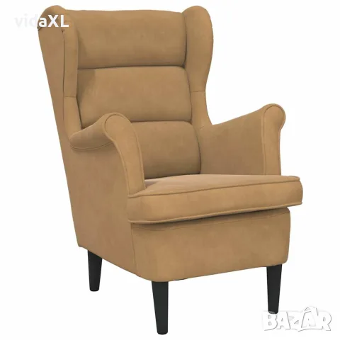 vidaXL Фотьойл, кафяв, кадифе