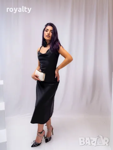 Дамска елегантна черна рокля , снимка 4 - Рокли - 49527279