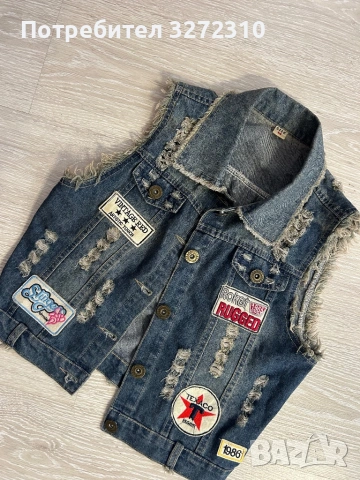 Дамско дънково яке без ръкав ( дънково елече )