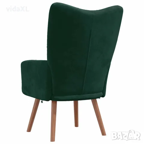 vidaXL Релакс стол, тъмнозелен, кадифе, снимка 5 - Дивани и мека мебел - 56146849