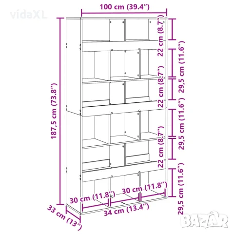 vidaXL Разделител за стая старо дърво 100x33x187,5 см инженерно дърво, снимка 8 - Паравани - 56147015