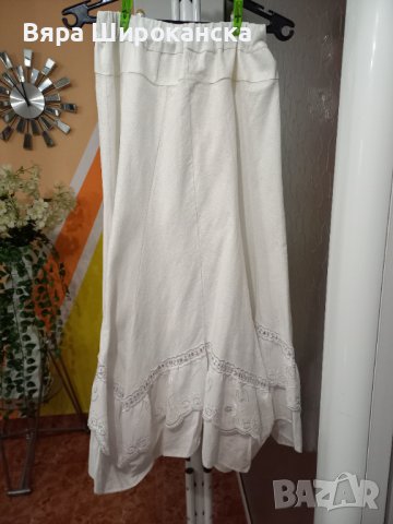 Разкроена пола цвят шампанско. Размер: М, L. Материя памук. 