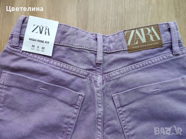 Къси стилни дамски дънкови панталонки в лилав цвят размер 32/XXS на ZARA, снимка 3 - Дънки - 42593458