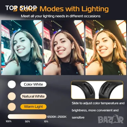 Ulanzi VL100X Двуцветна LED светлина за фото/видео/димиране 2500-6500К/2000mAh батерия, снимка 2 - Светкавици, студийно осветление - 49308573