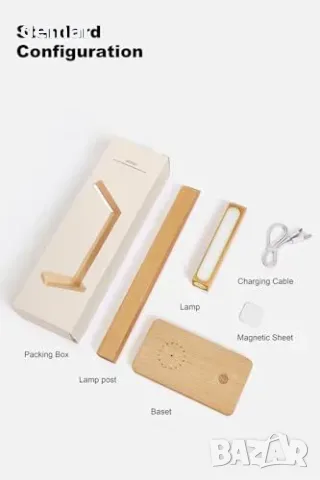 Смарт LED лампа за нощно/маса с безжично зарядно и USB, димираща се (5000K), снимка 6 - Други стоки за дома - 55850036