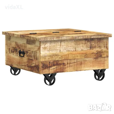 vidaXL Маса за кафе грубо мангово дърво 70x70x40 см, снимка 8 - Маси - 56146444