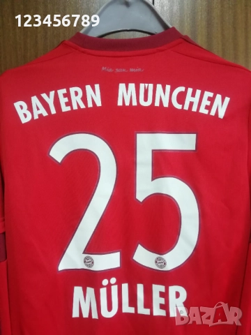 Bayern Munich Thomas Muller 2015 2016 Home Adidas Long Sleeve оригинална тениска фланелка Байерн L/S, снимка 2 - Тениски - 52619586