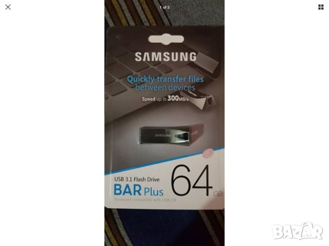 Акция!!! ФЛАШ ПАМЕТ Samsung usb flash  bar PLUS 64GB USB 3.1 TITAN GRAY, снимка 1