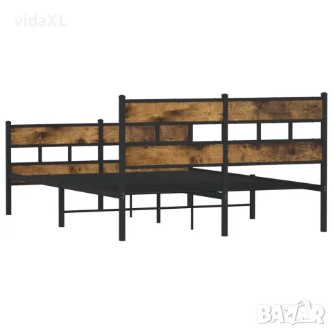 vidaXL Метална рамка за легло, без матрак, опушен дъб, 160x200 см, снимка 6 - Спални и легла - 56147051