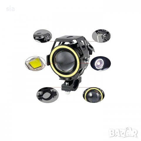 Комплект Фарове за мотор, Универсален, скутер, диоден с лупа, 12-24V, 30W, 3000LM, 2бр, снимка 2 - Аксесоари и консумативи - 37363116