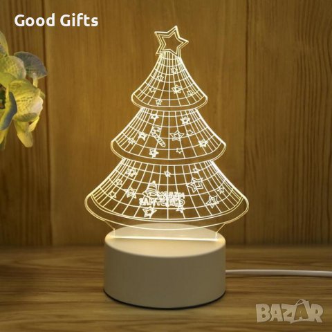 Холограмна LED лампа CREATIVE 3D Коледна елха