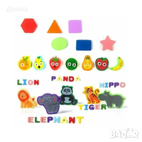 Монтесори Пъзел и Сортер с дървени фигурки и магнитен риболов, снимка 7 - Образователни игри - 48345134