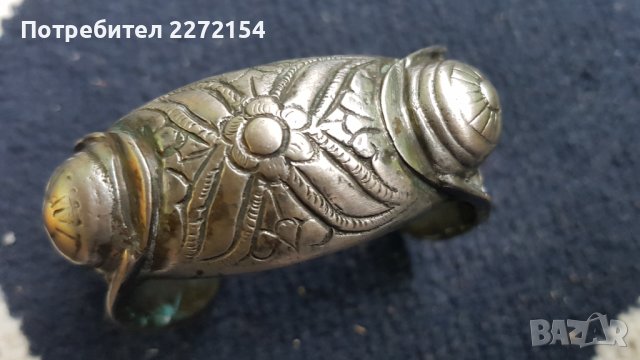 Възрожденска сребърна гривна рогатка, снимка 1 - Антикварни и старинни предмети - 39390649