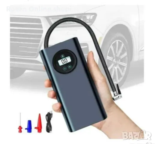 Преносим компресор за гуми (помпа) с LED дисплей и вградена батерия Air Pump Промо цена!, снимка 4 - Аксесоари и консумативи - 41044366