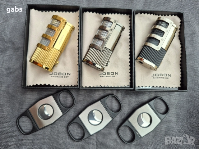 Луксозна запалка за пури JOBON с подарък резачка,три цвята, снимка 2 - Запалки - 52203762