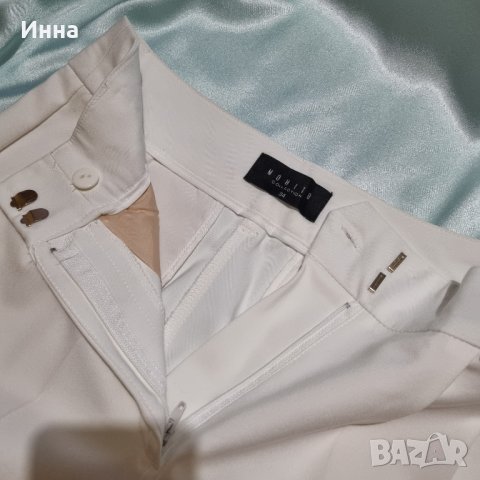 Бели къси панталонки XS/34 бермуди басти ръб висока талия колан MOHITO , снимка 12 - Къси панталони и бермуди - 37199138