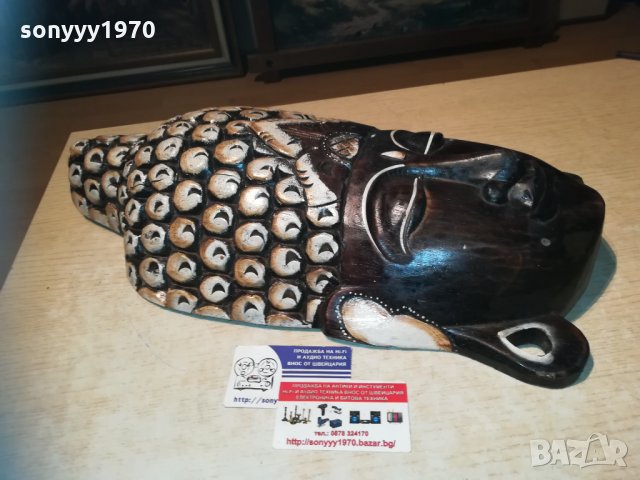 ГОЛЯМА маска стенна от дърво Буда декорирана 0311202206, снимка 12 - Колекции - 30664495