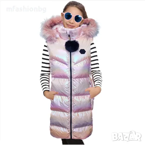 Детски, дълъг елек с качулка City Angels, за момиче