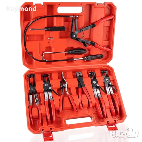 Комплект клещи за скоби на водни съединения 9 части KraftWorld – професионален, снимка 4 - Клещи - 51465339