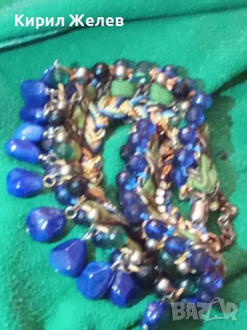 БЕРБЕРСКА ТРАДИЦИОННА ОГЪРЛИЦА с ЛАЗУРИТ КРИСТАЛИ и ЦИРКОН РЪЧНА ИЗРАБОТКА УНИКАЛНО ЕТНО-БИЖУ 12300, снимка 3 - Колиета, медальони, синджири - 30625297