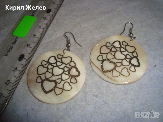 МНОГО КРАСИВИ СЕДЕФЕНИ АРТ ОБЕЦИ с ПОЗЛАТА - СЪРЧИЦА НАТУРАЛЕН СЕДЕФ ХЕНД МЕЙД  6200, снимка 4 - Обеци - 36635580