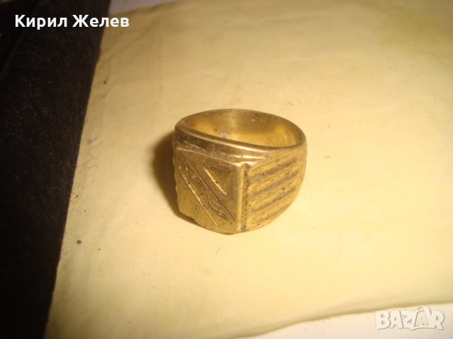 СТАР ПОЗЛАТЕН БРОНЗОВ ПРЪСТЕН ОРНАМЕНТИРАН РЪЧНО МАЙСТОРСКА АРТ ДЕКО ИЗРАБОТКА МАСИВЕН 21879, снимка 5 - Пръстени - 33962719