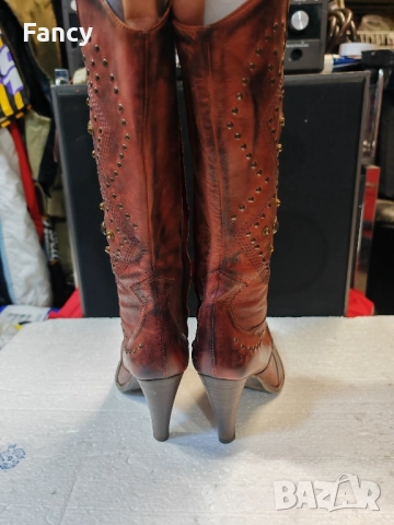 Дамски кожени ботуши с ток тип Western 36 номер , снимка 5 - Дамски ботуши - 51923036