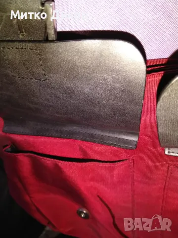 Женска чанта промазан плат бордо 37х27х7см, снимка 4 - Чанти - 47454568