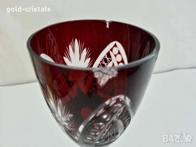 Кристални чаши цветен червен  кристал, снимка 7 - Чаши - 31070642