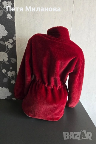 Ефектно дамско палтенце в цвят бордо, снимка 3 - Якета - 54344453