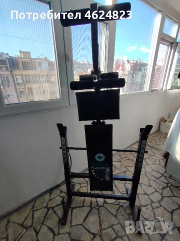 Мултифункционална сгъваема лежанка + прав лост + тежести + ръкохватки за дъмбели, снимка 11 - Фитнес уреди - 52159173