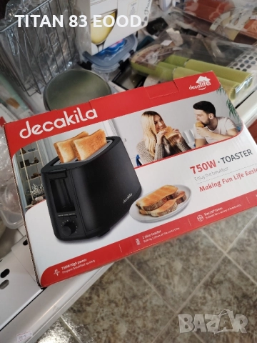 Тостер DECAKILA, 750 W, defrost, черен, снимка 2 - Тостери - 51497129