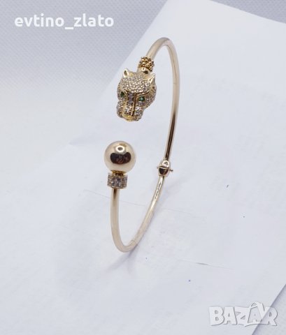 Златна твърда гривна -14К ПАНТЕРА, снимка 3 - Гривни - 38257233