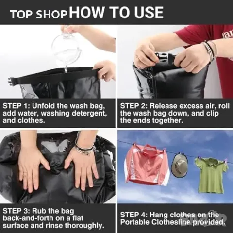 Нова Компактна чанта за пране пералня + простор за къмпинг и пътуване, снимка 3 - Къмпинг мебели - 49945116