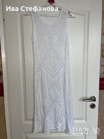 Нова фабрично плетена  бяла дълга плажна рокля елегантна миди midi дължина , снимка 3 - Рокли - 42677930