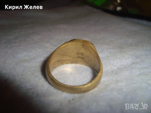 СТАР РЕТРО АРТ ДЕКО РЪЧНО ОРНАМЕНТИРАН ПОЗЛАТЕН ПРЪСТЕН от НЕРЪЖДАЕМА СТОМАНА с ПЕЧАТИ 585 14К 27573, снимка 7 - Антикварни и старинни предмети - 37497482