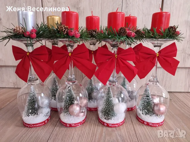 Ръчно изработени коледни свещници, снимка 12 - Коледни подаръци - 56484344