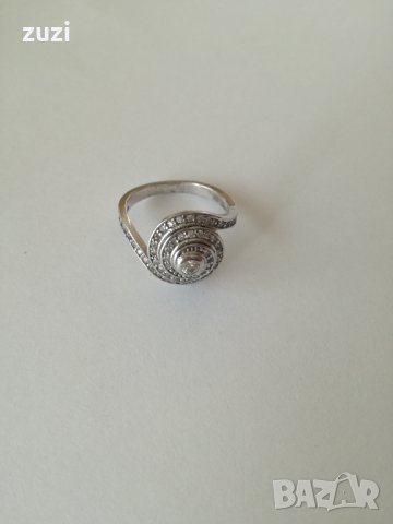 Сребърен пръстен с бели цирконий. Сребро проба 925., снимка 3 - Пръстени - 38994213