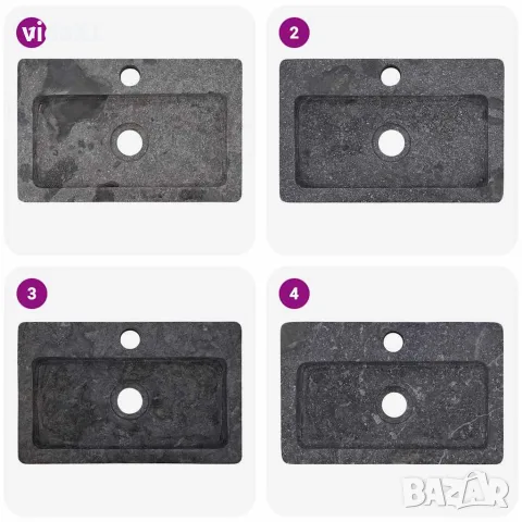 vidaXL Стенна мивка сива 38x24x6,5 см мрамор, снимка 4 - Мивки - 56146140