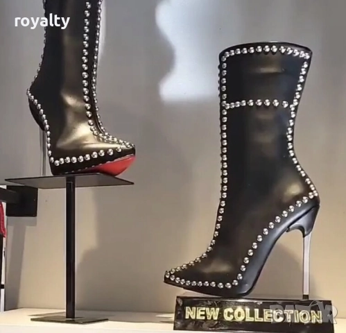 Боти на ток - черна кожа, снимка 5 - Дамски боти - 52162684