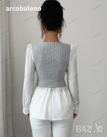 Елегантна дамска риза с дълъг ръкав с пачуърк, 3цвята , снимка 3 - Ризи - 51465012