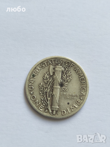 Сребърна Монета AMERICA ONE DIME 1943, снимка 4 - Нумизматика и бонистика - 36401138