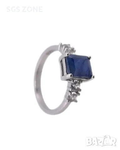 Сребърен Пръстен със Сапфири , снимка 5 - Пръстени - 50378254