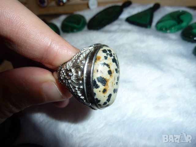 Масивен пръстен далматински ахат  №231, снимка 2 - Пръстени - 42746760