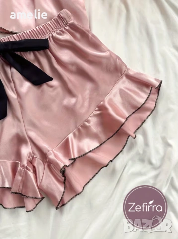Дамски сатенени сетчета 🪶Fiona Zefirra🪶в розово и черно, снимка 2 - Пижами - 53176596