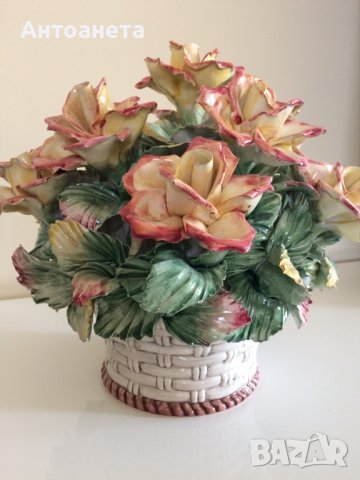 Порцеланова Кошница с цветя на Bassano Италия 