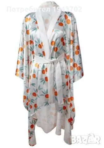 Сатенен халат в бял цвят PP 019, снимка 3 - Хавлиени кърпи - 47556795