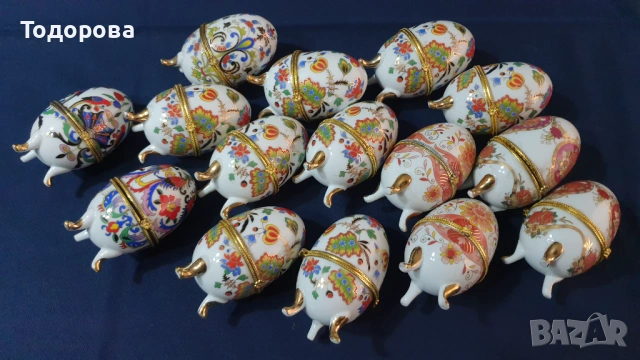 Лот от порцеланови яйца-бижутиери-15 броя, снимка 4 - Антикварни и старинни предмети - 53210023